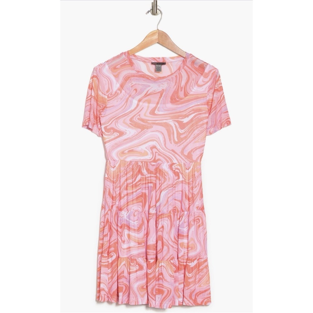Love By Design Floral Print Tiered T-shirt Dress * Pink Orange Nordstrom NWT XL